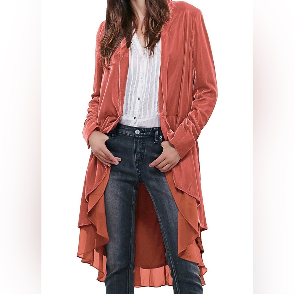 Coral Velvet Asymmetrical Jacket - Small